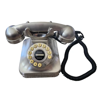 Teléfono de mesa Pottery Barn Grand vintage estilo retro níquel pulsador  Foto 1 de 4