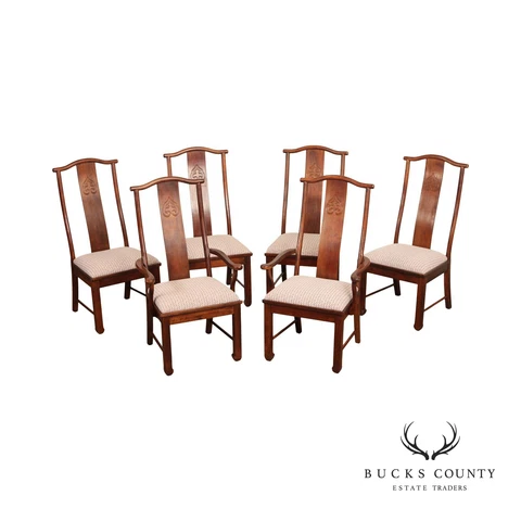 Bernhardt Chinese Style Set of Six Yoke Back Dining Chairs Cover