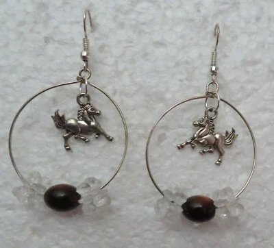 Pendientes de gancho colgantes de 1,5" hechos a mano con aro de caída de caballo Foto 1 de 3