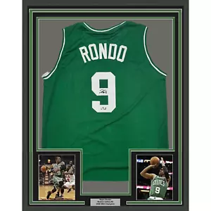 Framed Facsimile Autographed Rajon Rondo 35x39 Boston Green Reprint Jersey - Picture 1 of 2
