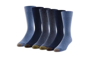 GOLDTOE Edition Men's Casual Flat Crew Socks 6 Pack Fits Shoe Size 6-12.5 *NEW* - Picture 1 of 3