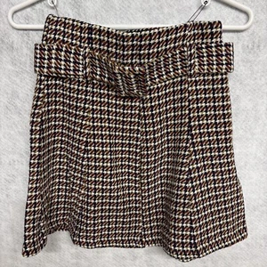 ZARA Plaid Mini Skirt XS Belted Side Zipper Belt - Picture 1 of 13