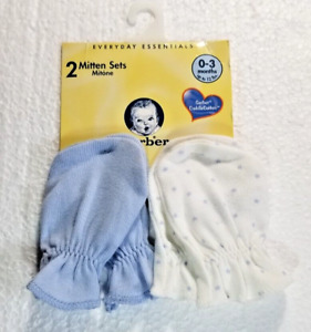 Gerber Baby Mitten Set of 2 BLUE Cuddle Cotton 0-3 Months Size NEW