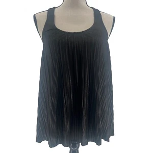 Weavers Tank Top M Pleated Racerback Black Bow Casual Y2K Clubbing Whimsigoth - Picture 1 of 10