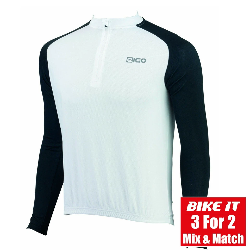 NEW EIGO TEMPEST CYCLING JERSEY - LONG SLEEVE WHITE - MTB ROAD BIKE CYCLE - Image 1 of 4