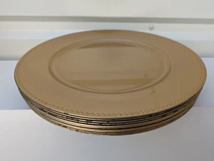 Round Beaded GOLD Charger Plates Set of 10 - Picture 1 of 3