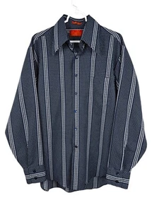 Vintage Sears Kings Road Shop Herren Gr. XL blau Knopfleiste abstraktes Hemd Disco - Bild 1 von 10
