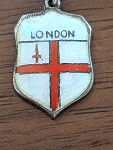 Sterling Silber & Emaille LONDON CHARM Wappen Schild Vintage 1950 Post WWII - Bild 1 von 2