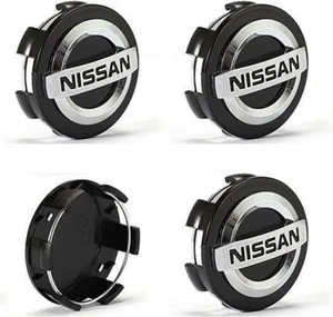 4Pc 60mm Für Nissan Chrom Schwarz Emblem Radkappen Felgendeckel Nabendeckel DE - Bild 1 von 3