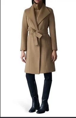 Cole Haan женщин подпоясанный надежном пальто однобортный коричневый шерстяная смесь размер 8 Med - Изображение 1 из 4