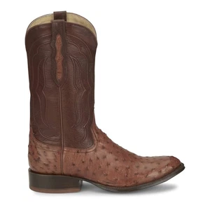 Tony Lama Canonero 12 Inch Full Quill Ostrich Round Toe Cowboy  Mens Brown Dress - Picture 1 of 5
