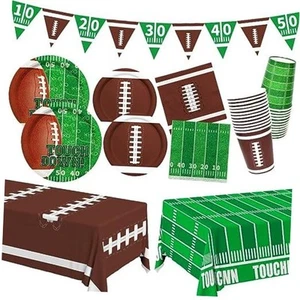 Gatherfun Football Party Supplies Kit Serve 24,Includes Dinner Plates, Dessert - Picture 1 of 7