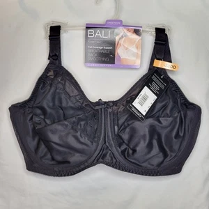 Bali Bra 38DD Flower Comfort-U Midnight Black 0180 Underwire New w Tags - Picture 1 of 5