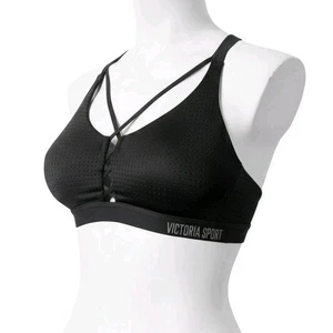 Sujetador deportivo Victoria's Secret ligero negro entrecruzado con tiras 34B 12B - Imagen 1 de 10