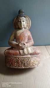 Vintage Buddha Statue Figur meditierend religiös Deko Altar Haus - Bild 1 von 10
