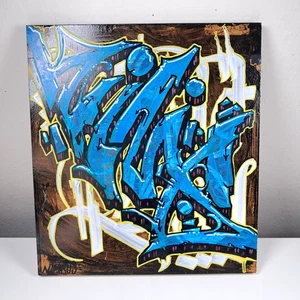 Hand Painted Wooden Board 10"x11" Graffiti Style PAINTING OOAK ART ORIGINAL - Picture 1 of 9