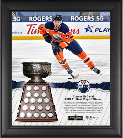 Connor McDavid Edmonton Oilers Frmd 15 x 17 2021 Art Ross Trophy Winner Collage Cover