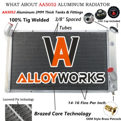 3 Row Aluminum Radiator FIT 1973 1974 75 1976 Chevrolet Corvette C3 5.7L/7.4L V8 Foto 1 de 4