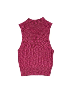Wild Fable Pink Sleeveless Ribbed Knit Mock Neck Crop Top Size Medium - Picture 1 of 6
