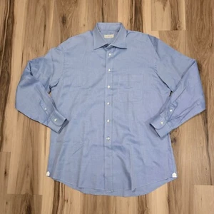 Camisa Ermenegildo Zegna Para Hombres Grande 43 Azul Vestido Informal Hecha en Italia Bolsillo - Imagen 1 de 10