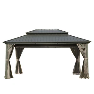 10' X 14' Hardtop Gazebo Aluminum Metal Gazebo Galvanized Steel Double Roof Cano - Picture 1 of 6