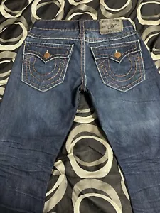 True Religion Mens - Ricky Blue Brown Super T Jeans in TXD DK Hideout 31x28.5 - Picture 1 of 14