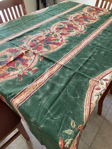 Tovaglia 100% Cotone Vintage Karsten TerriSol Verde Raccolta Autunno Frutta 96"x62" - Foto 1 di 7