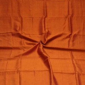 Vintage Orange 100% Pure Silk Handloom Plain Sari Remnant 3YD Craft Fabric Scrap - Picture 1 of 4