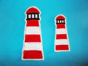  Leuchtturm Aufnäher rot weiß martim Applikation Handmade - Bild 1 von 1
