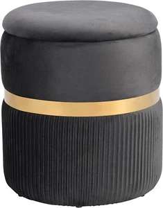 Techni Mobili Velvet Round Ottoman with Storage, Footrest or Modern Storage - Picture 1 of 5