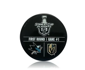 Vegas Golden Knights gioco usato Warm Up Puck vs SJ Sharks gioco 1 playoff 4/10/19 - Foto 1 di 3