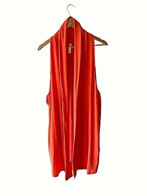 Lucy Size L Orange Racer Back Open Front Cardigan Cover Up With Pockets - Image 1 of 4