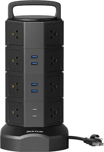 Power Strip Tower Protezione da Sovratensioni, 16 Prese 6 USB (2 USB C) Stazione di Ricarica, - Foto 1 di 16