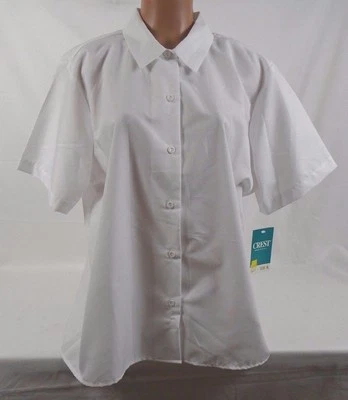 Crest Scrub Uniform Button Down Short Sleeve Shirt 7106 White Size XL 757P - Image 1 of 4