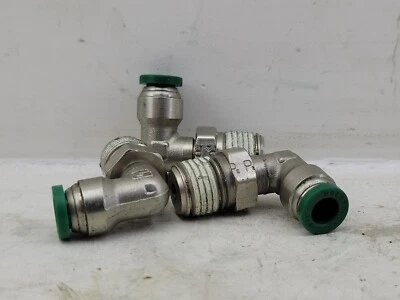 3pcs Parker 90° Swivel Elbows, 1/4" Tube x 1/4" NPTF Pipe, PrestoLok Fitting 6A5 - Image 1 of 4