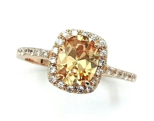 Fragrant Jewels Signed FJ Rose Gold Halo Ring Size 10 - Picture 1 of 9