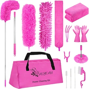 15PCS Microfiber Feather Duster Set Bendable & Washable with 100-inch Extension - Picture 1 of 12