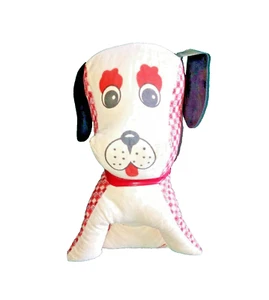 Vintage Toy Puppy stuffed animal Plastic Ears Red Fair Carnival autograph VTG - Picture 1 of 6