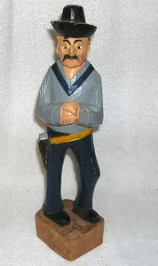 Vintage Hand Carved Wooden Folk Art Cowboy, Western 12" #2 - Picture 1 of 5