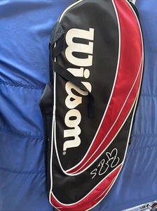 WILSON ROGER FEDERER SIGNATURE 6 RACQUET TENNIS BAG Red/Black/White NEW w/tags - Picture 1 of 7