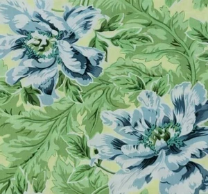 Aqua Fresca Flowers Large Floral Blue Green April Cornell Cotton Fabric ONE yard - Picture 1 of 8