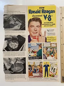 January 1952 Ronald Reagan V-8 Vegetable Juice Vintage Advertising Print Ad - Picture 1 of 5