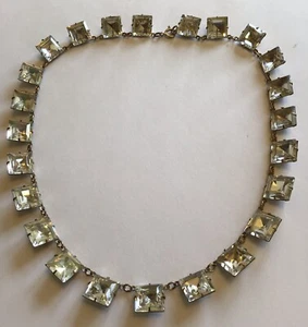 GROSSE ART DECO HALSKETTE STERLINGSILBER KLAR GESCHLOSSENER RÜCKEN KRISTALLPASTE RIVIERA  - Bild 1 von 2