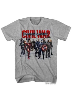 Camisa gris jaspeado Capitán América Civil War Group Shot para hombre - Imagen 1 de 1