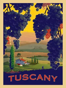 Tuscany Grapes Chianti Fine Red Wine Italy Italian Vintage Poster Repro FREE S/H - Picture 1 of 1