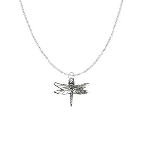 pp wa Dragonfly English Pewter on a Silver Platinum Plated Necklace 18" - Picture 1 of 1