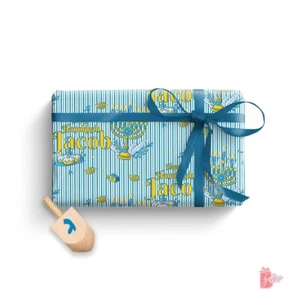 Pinstripes Hanukkah Gift Wrapping Paper Roll Personalized Gift Wrap with Name - Picture 1 of 3