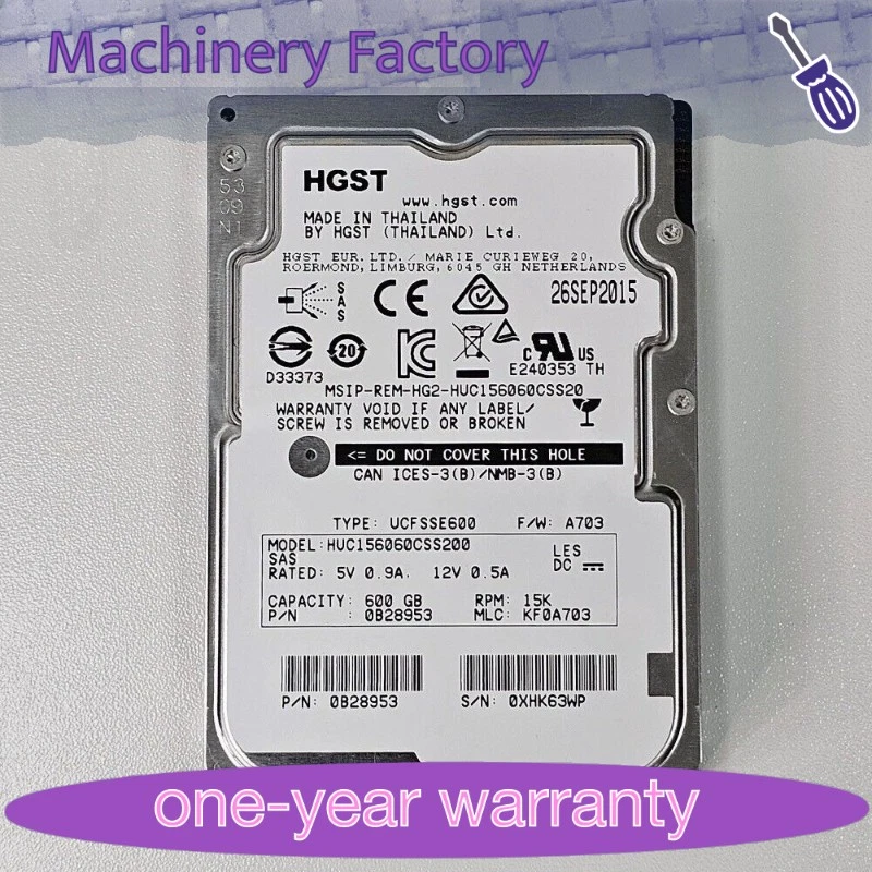 H.G.S.T 600GB HUC156060CSS200 15K RPM SAS 12Gb/s 128MB 2.5" Hard Drive HDD NEW - Image 1 of 4