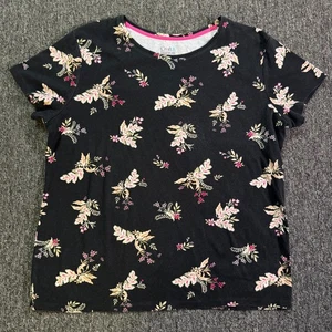 Croft & Barrow The Classic T-shirt maglietta floreale donna - taglia L nera - Foto 1 di 6