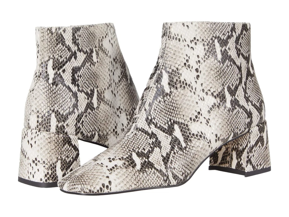 Botines Aliya Negro Blanco Estampado Serpiente Cuero Pelle Moda Foto 1 de 4